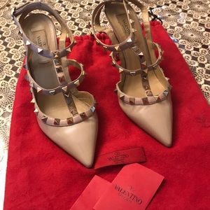 Valentino Pointed toe stud heels.